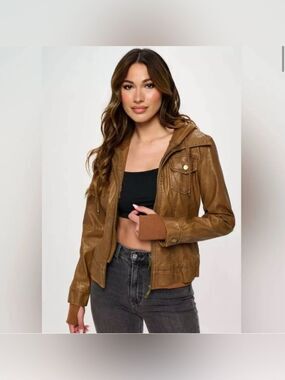 Coalition LA Double Zip Hooded Leather Jacket J1